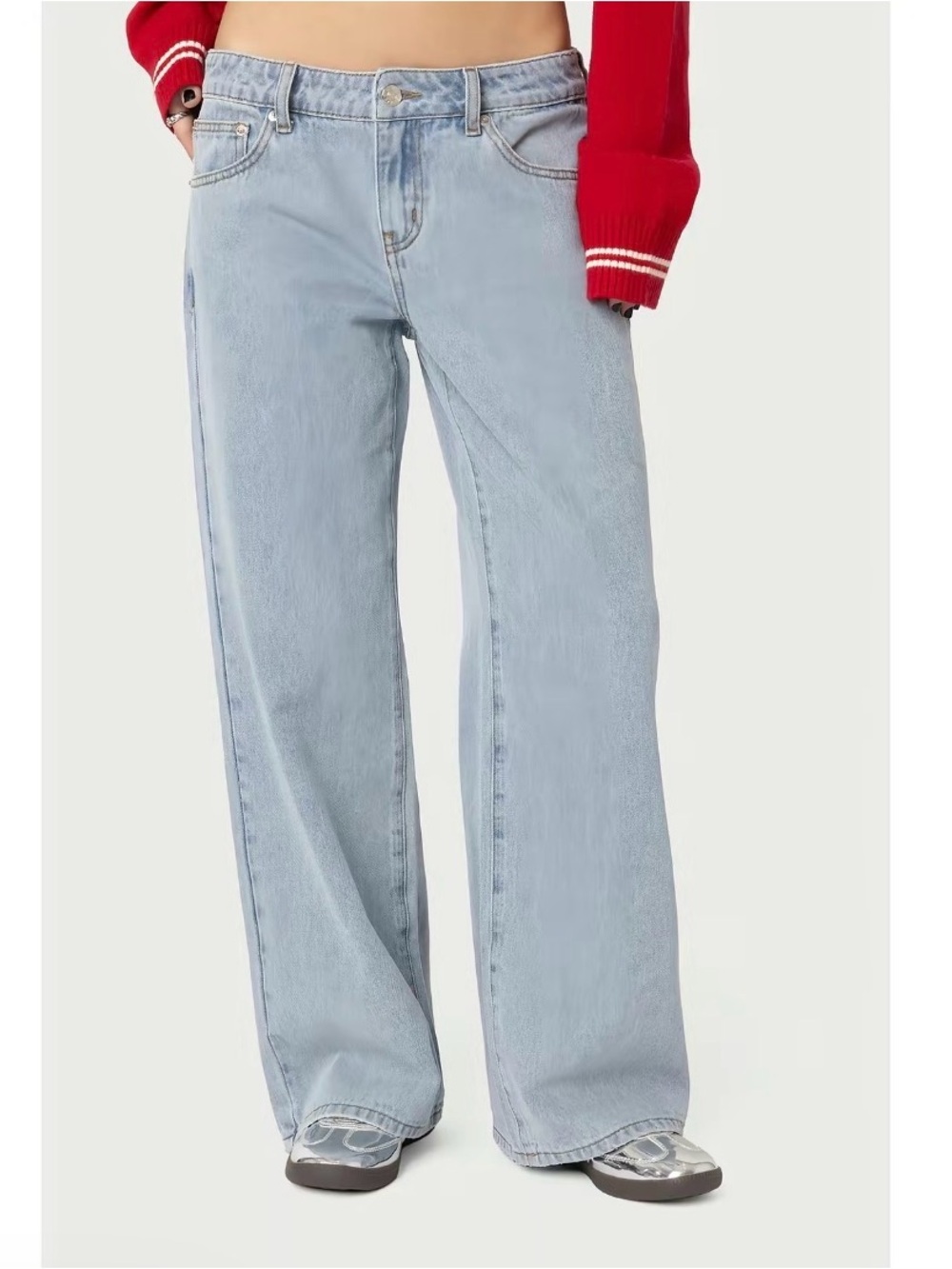 Edikted Petite Raelynn Washed Low Rise Baggy Jeans XS - Picture 3 of 6